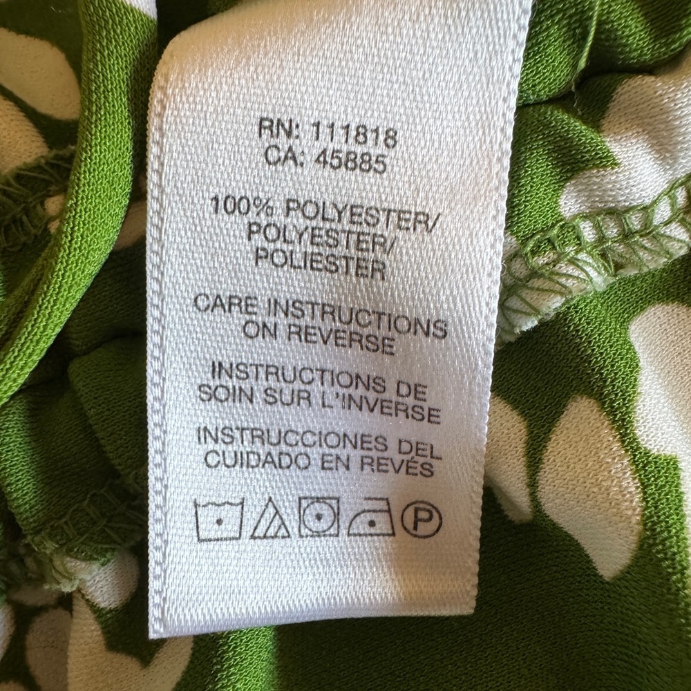 Michael Kors Top Sleeveless Kelly Green White Floral Side pull Scrunch Fitted M - Picture 9 of 11